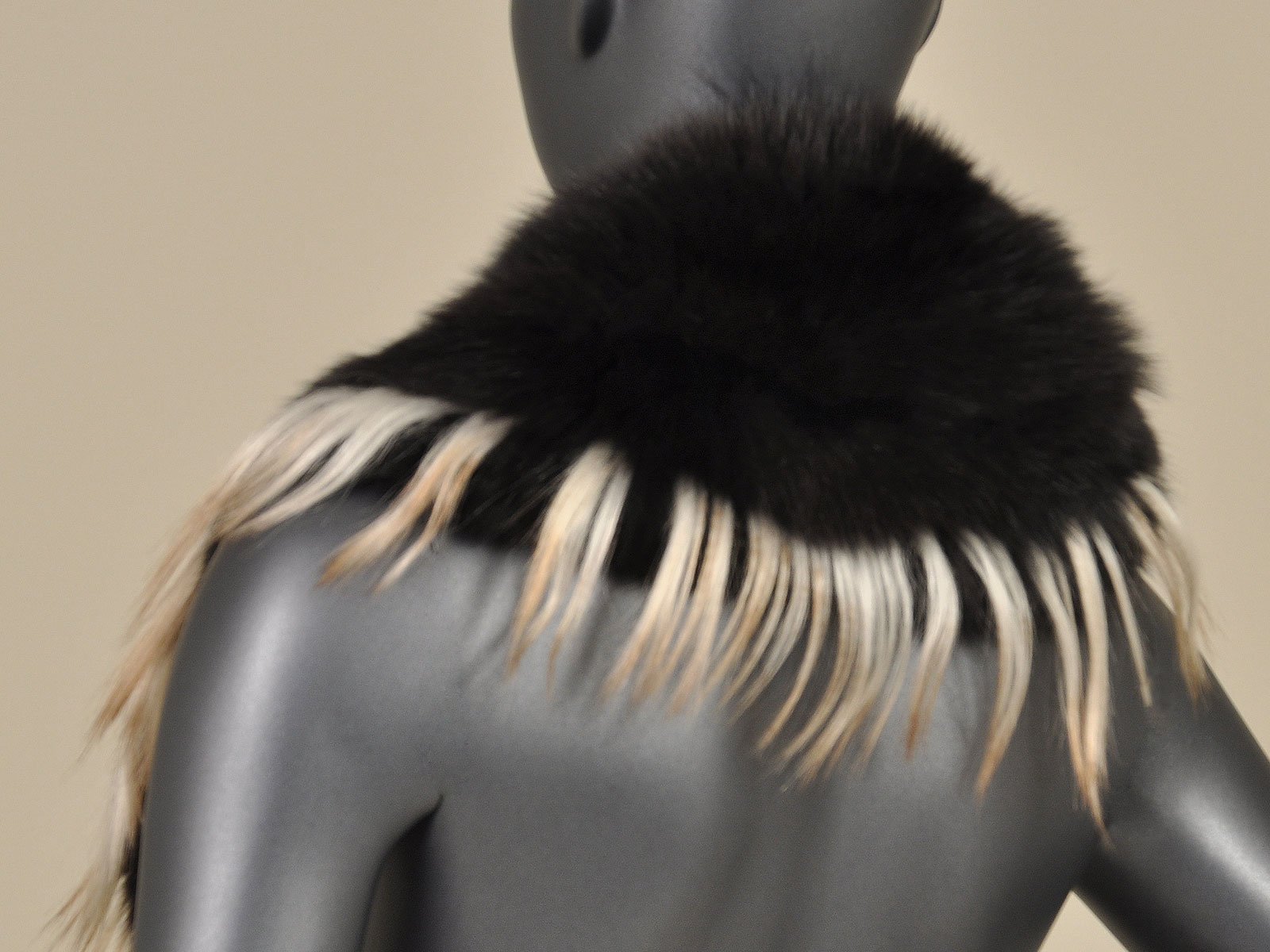 black fox collar with goat fur trim
