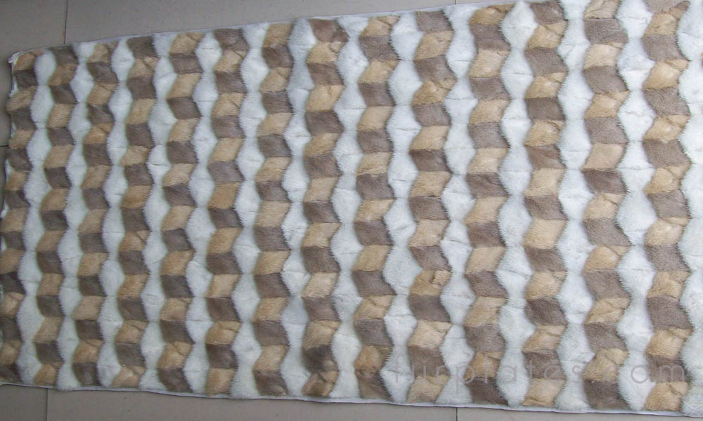 beige white mink head fur plate