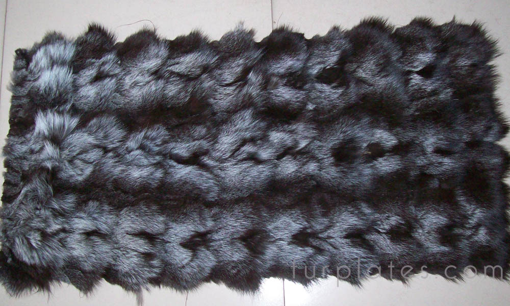 silver fox head fur plate
